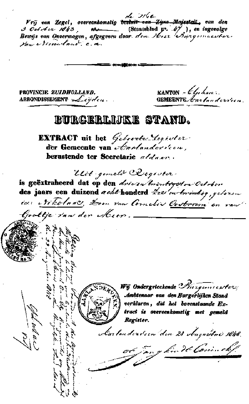 18480824 extr geb reg 1826 Nicolaas zv C Oostrum - G vd Meer